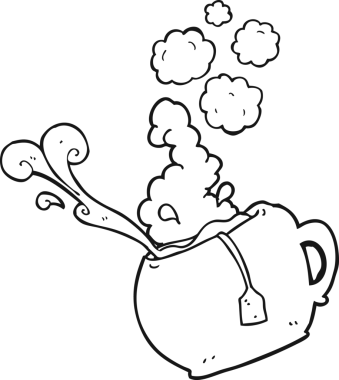 Bir insan tarafından çizilmiş siyah beyaz çay fincanı.