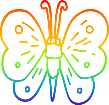 gökkuşağı gradyan çizgi çizimi bir insan tarafından çizilmiş kelebek çizimi