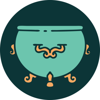 Bir insan tarafından çizilmiş bir kazanın ikonik dövme şekli