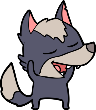 Bir insan tarafından çizilmiş gülen bir kurt.