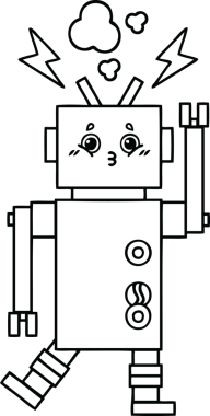 Bir insan tarafından çizilmiş robot arızasının çizgi çizimi