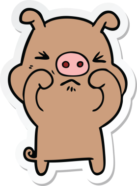 Bir insan tarafından çizilmiş huysuz bir domuzun çıkartması.