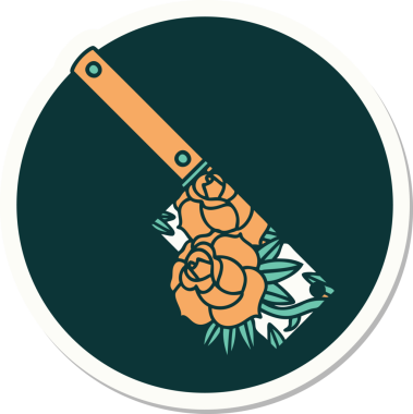 Geleneksel satır stili dövme çıkartması ve bir insan tarafından çizilmiş çiçekler.