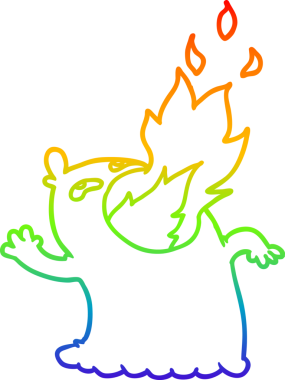 Bir insan tarafından çizilmiş ateş püskürten çizgi bir hayaletin çizimi.