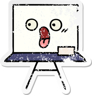 Bir insan tarafından çizilmiş beyaz bir karikatür çıkartması.