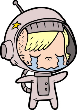 Bir insan tarafından çizilmiş ağlayan astronot kız.