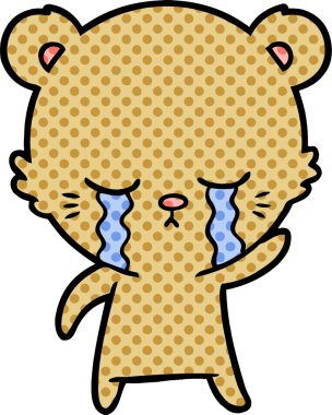 Bir insan tarafından çizilmiş ağlayan çizgi film ayısı.