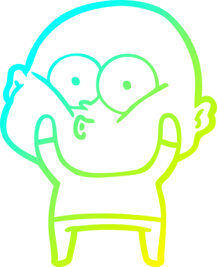 Bir insan tarafından çizilmiş, kel bir adamın soğuk çizgi çizimi.