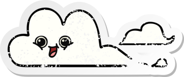 Bir insan tarafından çizilmiş şirin bir karikatür bulutunun sıkıntılı çıkartması.