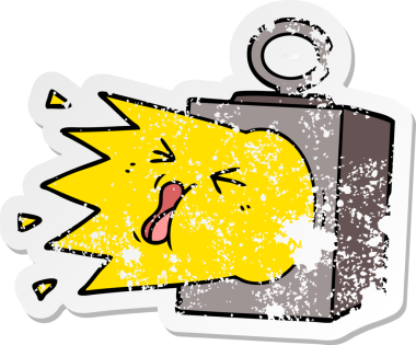 Bir insan tarafından çizilmiş karikatür endüstriyel lambasının sıkıntılı çıkartması.