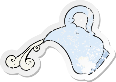 Bir insan tarafından çizilmiş süt sürahisinin retro sıkıntılı yapıştırması.