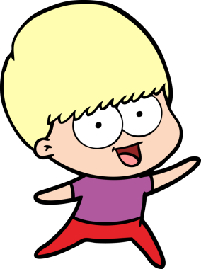 Bir insan tarafından çizilmiş mutlu çizgi film çocuğu.