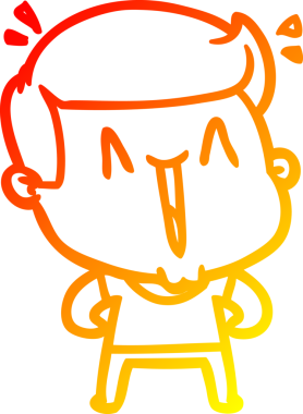 Bir insan tarafından çizilmiş, heyecanlı bir çizgi film çizimi.