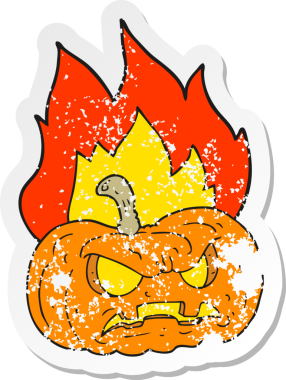 Bir insan tarafından çizilmiş bir cadılar bayramı balkabağının gerilimli yapıştırması.