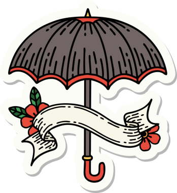 Bir insan tarafından çizilmiş şemsiye dövmesi stili çıkartması