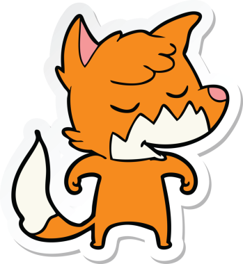 Bir insan tarafından çizilmiş dost canlısı bir tilkinin çıkartması.