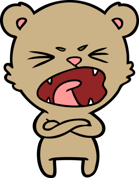 Kızgın çizgi film ayısı bir insan tarafından çizilmiş bağırıyor