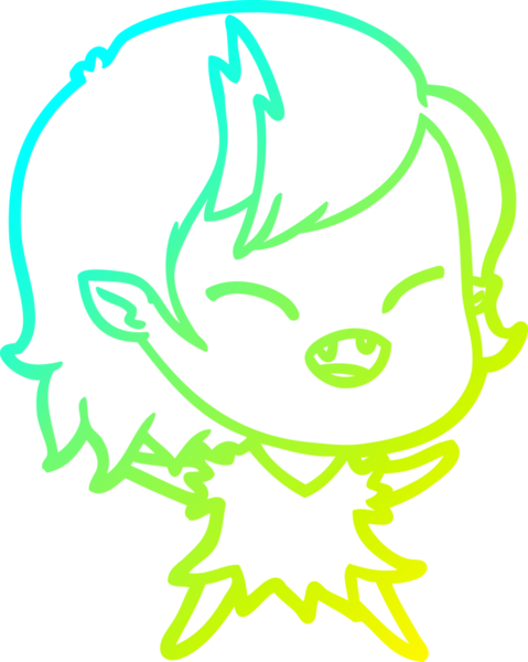 Bir insan tarafından çizilmiş gülen vampir kız çizgi filmi.