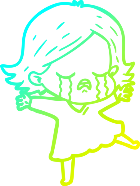 Bir insan tarafından çizilmiş ağlayan bir çizgi film kızı çizimi.