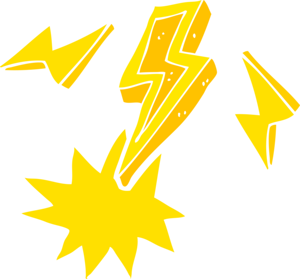 Bir insan tarafından çizilmiş yıldırım çiziminin düz renk çizimi