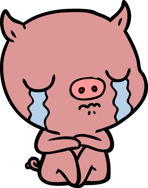 Bir insan tarafından çizilmiş ağlayan bir domuz.