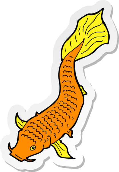 Bir insan tarafından çizilmiş karikatür balığının çıkartması.