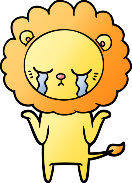 Bir insan tarafından çizilmiş ağlayan çizgi film aslanı.