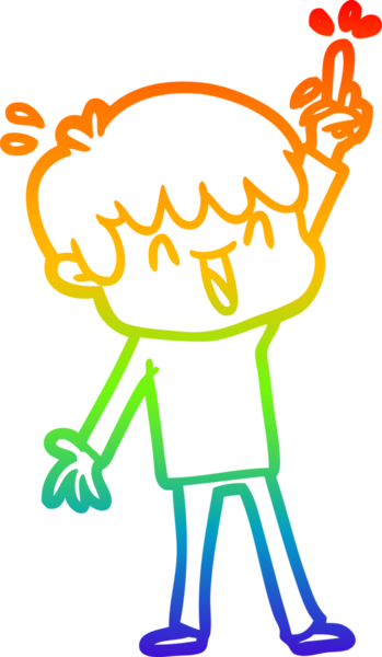 Gökkuşağının gradyan çizimi bir insan tarafından çizilmiş bir çizgi film karakteri.