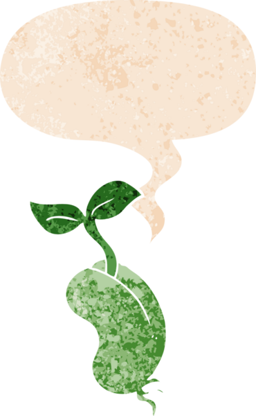 çizgi film tohumu konuşma baloncuğu ile grunge sıkıntılı retro dokuma tarzı bir insan tarafından çizilmiş