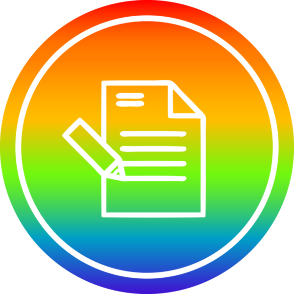 Bir insan tarafından çizilmiş gökkuşağı gradyanı olan dairesel simge yazılıyor