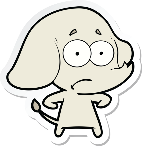 Bir insan tarafından çizilmiş belirsiz bir filin çıkartması.