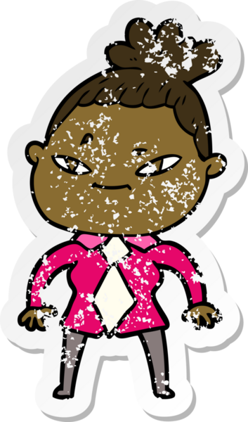 Bir insan tarafından çizilmiş karikatür bir kadının sıkıntılı çıkartması.