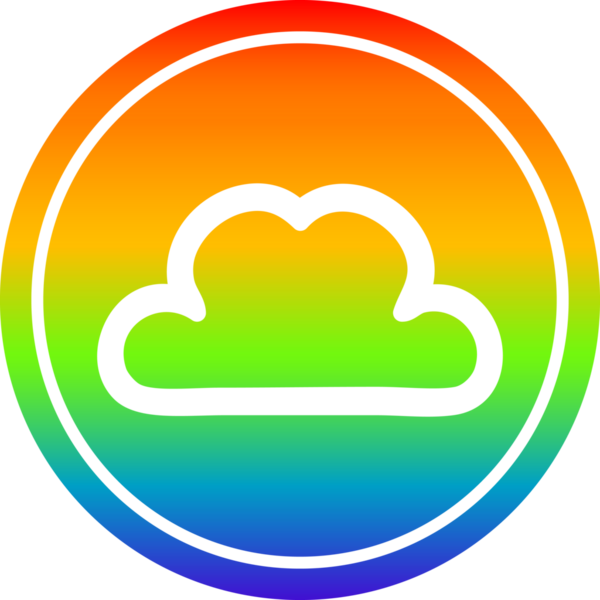 Bir insan tarafından çizilmiş gökkuşağı gradyan basit bulut dairesel simgesi