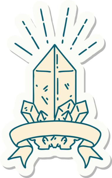 Bir insan tarafından çizilmiş dövme stili kuvars kristalinin çıkartması.