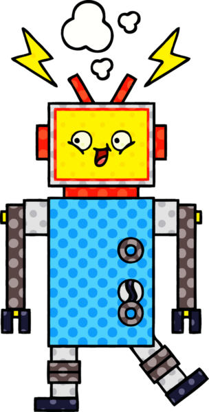 bir insan tarafından çizilmiş bir robotun çizgi roman tarzı