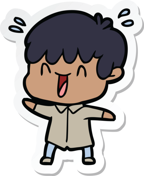 Bir insan tarafından çizilmiş, gülen bir çocuğun çıkartması.