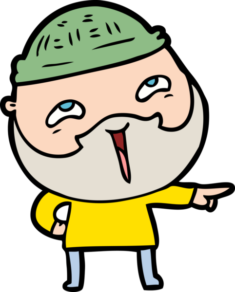 Bir insan tarafından çizilmiş mutlu sakallı bir adam.