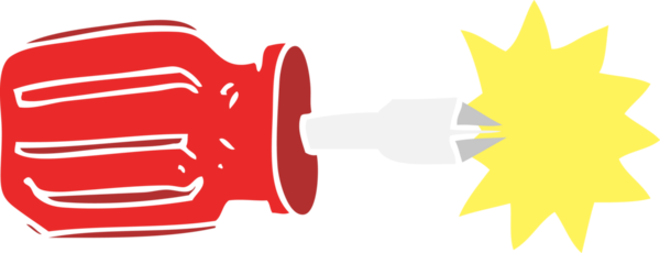 Bir insan tarafından çizilen tornavidanın düz renk çizimi