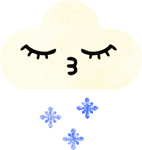 Bir insan tarafından çizilmiş bir kar bulutunun retro çizim tarzı karikatürü