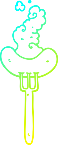 Bir insan tarafından çizilen çatalla çizilmiş bir sosisin soğuk gradyan çizgisi.