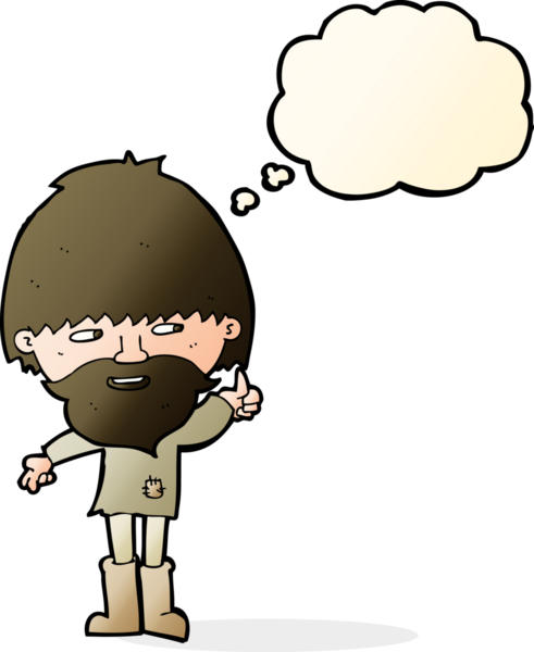 Bir insan tarafından çizilmiş düşünce baloncuklu Wellington çizmeli hippi adam.