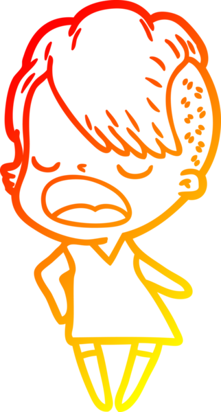 Bir insan tarafından çizilmiş havalı bir hippi kızın sıcak çizgi çizimi.