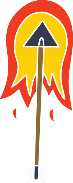 Bir insan tarafından çizilmiş el çizimi garip çizgi film yanan ok.