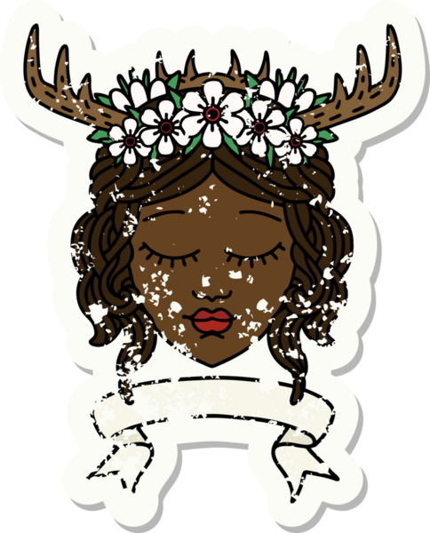 Retro Dövme Tarzı İnsan Druid karakteri Bir insan tarafından çizilmiş pankartıyla