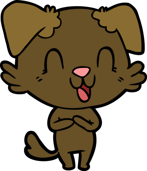 Bir insan tarafından çizilmiş gülen çizgi film köpeği.