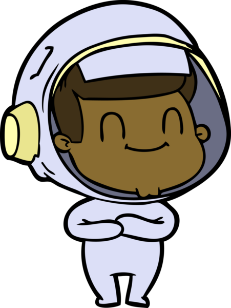 Bir insan tarafından çizilmiş mutlu astronot.