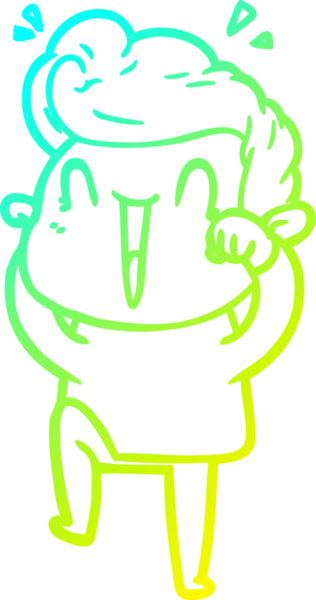 Bir insan tarafından çizilmiş, heyecanlı bir çizgi film çizimi.