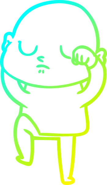 Bir insan tarafından çizilmiş kel bir adamın soğuk çizgi çizimi.