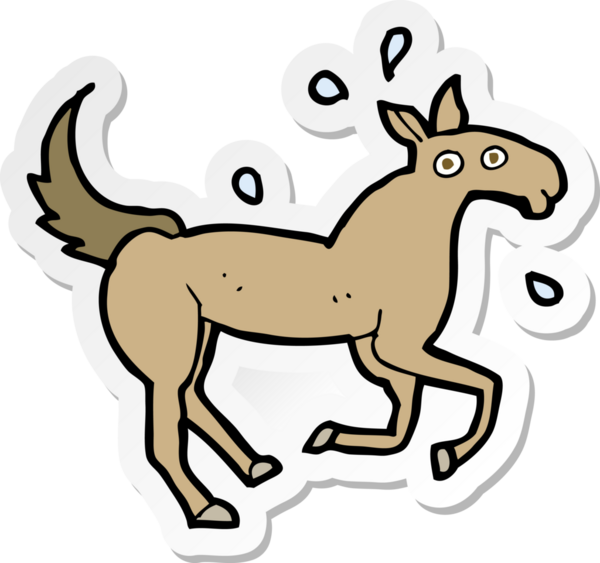 Bir insan tarafından çizilmiş terleyen bir atın çıkartması.