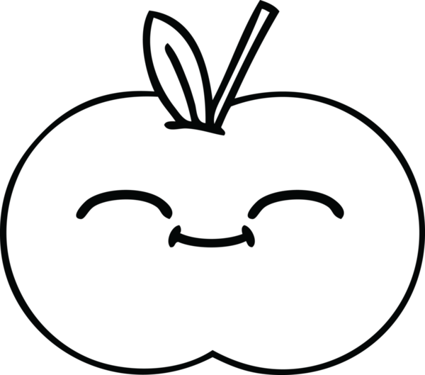 Bir insan tarafından çizilmiş sulu bir elmanın çizgi çizimi